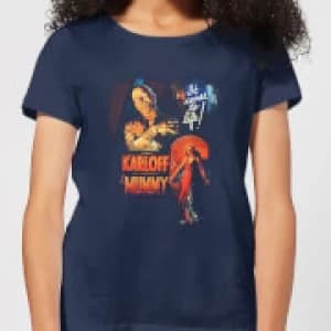 Universal Monsters The Mummy Vintage Poster Womens T-Shirt - Navy - L