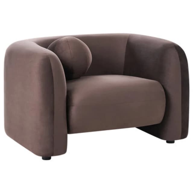 Beliani Velvet Armchair Dark Brown Leiren