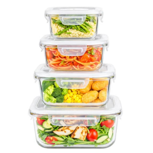 Innoteck Essentials Kitcken 4Pc Glass Storage Set With Snap Lock Lid - Square