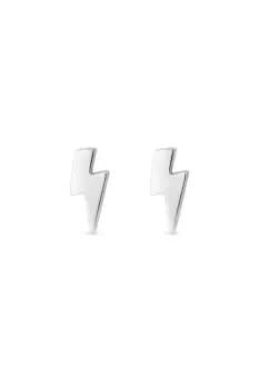 Sterling Silver 925 Polished Lightening Bolt Stud Earrings