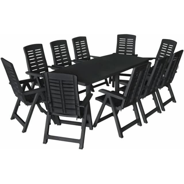 vidaXL 11 Piece Outdoor Dining Set Plastic Anthracite