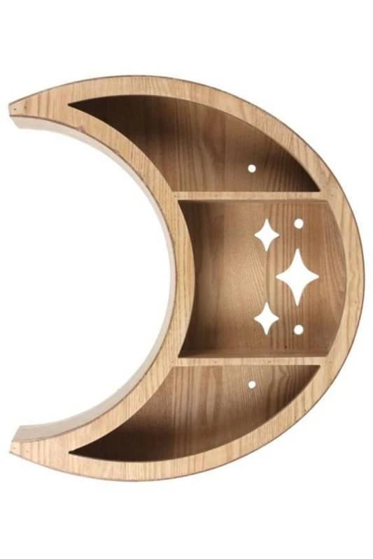 KDMD Wooden Crescent Moon Wall Shelf Brown