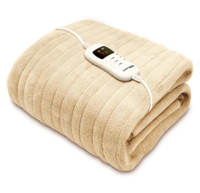 Dreamcatcher Deluxe Electric Throw Heated Double Over Blanket Soft Fleece Variable Heat & Timer Settings Cream