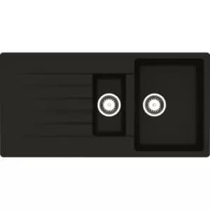 Reginox Harlem Reversible Composite Kitchen Sink & Drainer 1.5 Bowl in Black Granite Composite