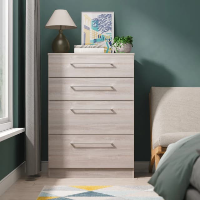 Welcome Furniture Ltd Worcester 4 Drawer Deep Chest in Grey Oak - Ready Assembled, Grey WOR050GOGO