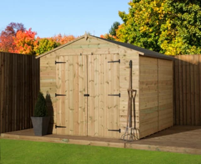 Empire Sheds Empire 9500 Premier Apex Shed Double Door 8X9 Pressure Treated Tongue And Groove Wooden Garden Shed (8' X 9' / 8ft X 9ft) (8X9)