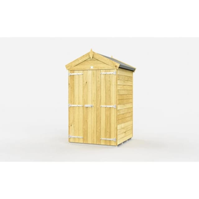 Buttercup Farm 4 x 4 Feet Apex Shed - Double Door W/O Windows - L127 x W118 x H217cm in Brown Brown Unisex