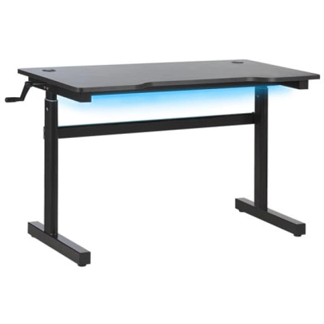 Beliani Manual Adjustable Gaming Desk Durbin Black 120 Cm 60 Cm RGB Led