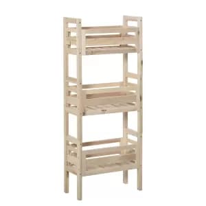 Outsunny 3pcs Wood Flower Shelf Raised Plant Stand Free Combination Display Multilayer Rack w/ Slatted Shelves Indoor & Outdoor Natural