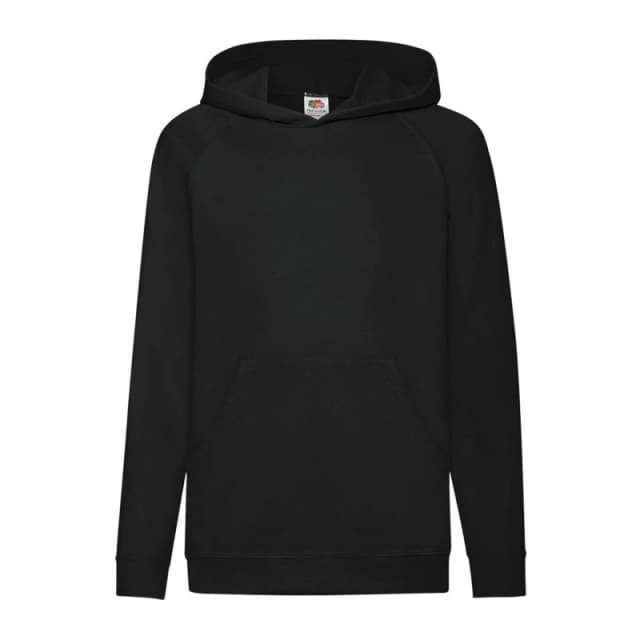 Fruit of the Loom Lightweight Hooded Sweatshirt Hoodie in Black Size: 12-13 Years Black Unisex 12-13 Years