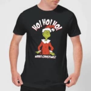 The Grinch Ho Ho Ho Smile Mens Christmas T-Shirt - Black