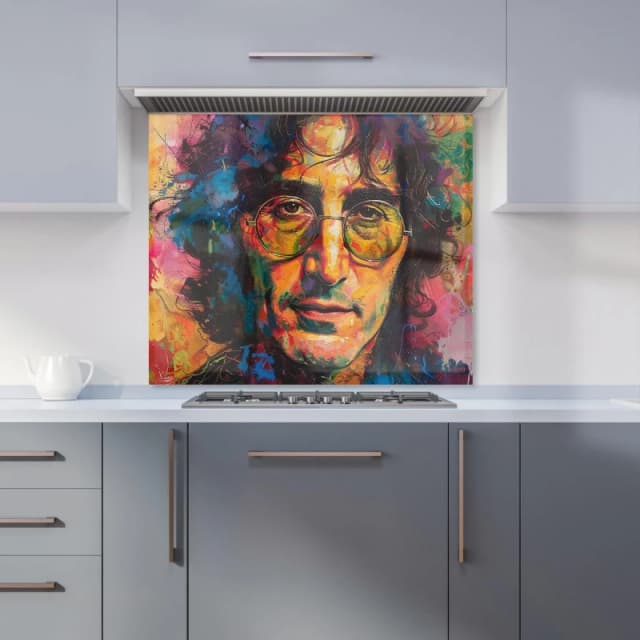 Warren Reed - Designer Psychedelic Portrait of Lennon Kitchen Splashback Size: 900mm x 650mm Multicolor Unisex 900mm x 650mm