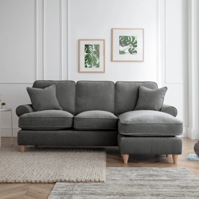 The Great Sofa Company Ezra Right Hand Chaise Sofa Manhattan Charcoal Charcoal Unisex