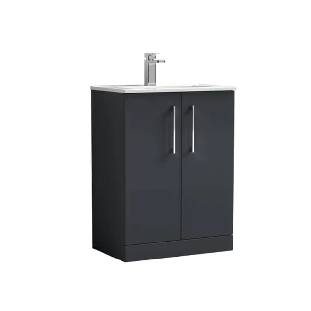 Balterley Bathroom 2 Soft Close Door, Vanity Unit Basin, Dark Grey, 600mm in Grey Grey Unisex