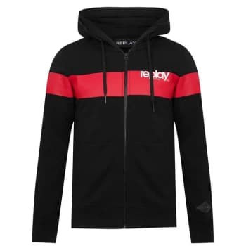 Replay Block Logo Zip Hoodie - Black