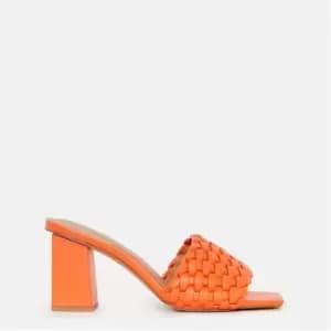 Missguided Braided Strap Block Heel Mules - Orange