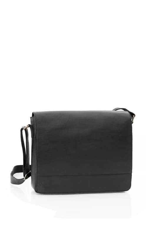 PRIMEHIDE 'Rica' Leather Large Messenger Bag Black