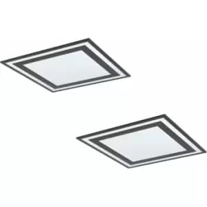 Loops - 2 pack Wall / Ceiling Light Black Modern 595mm Square Slim Panel 36W led