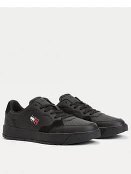 Tommy Jeans Basket Leather Trainers - Black, Size 41, Men