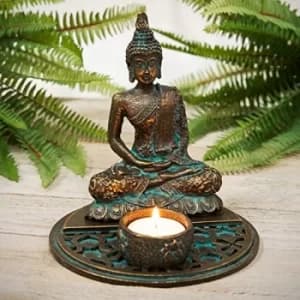 Verdigris Effect Thai Buddha Tealight Holder 16cm