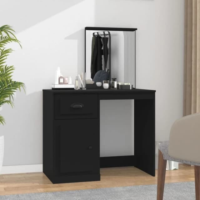 VIDAXL Dressing Table with Mirror Black 90x50x132.5cm Engineered Wood Vidaxl 8720845794033
