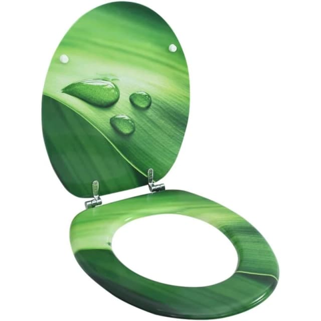 VIDAXL WC Toilet Seat with Lid MDF Green Water Drop Design vidaXL 8720286028537