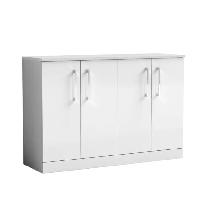 Balterley Level 1200mm Floor Standing 4 Door Vanity Unit & Worktop - Gloss White White Unisex