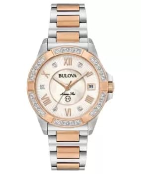 Bulova Marine Star Diamond Mother of Pearl Dial Steel Womens Watch 98R234 98R234