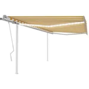Vidaxl - Manual Retractable Awning with LED 4.5x3.5 m Yellow and White Yellow