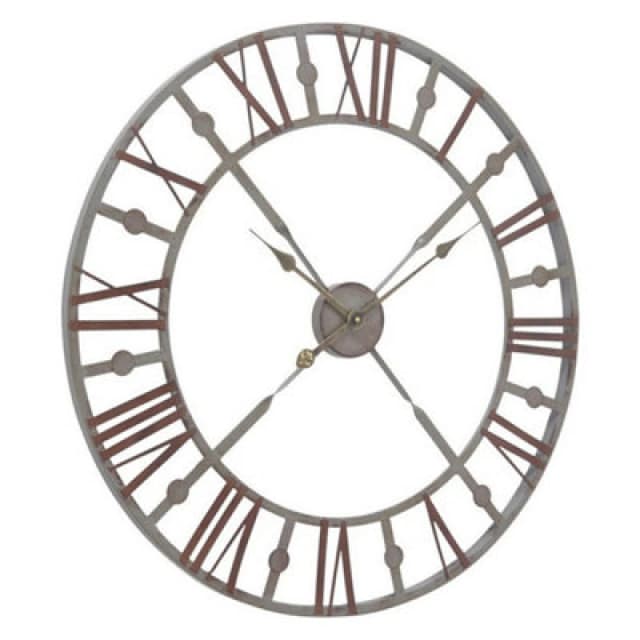 Buttercup Farm Skeleton Wall Clock - Iron - L4.5 X W73 X H73cm - Grey/rusty