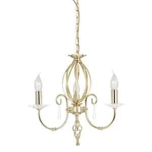 Chandelier 3 Light Polished Brass Finish, E14