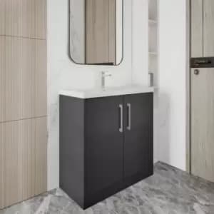 Hudson Reed Juno Floor Standing 2-Door Vanity Unit with Basin 4 800mm Wide - Graphite Grey