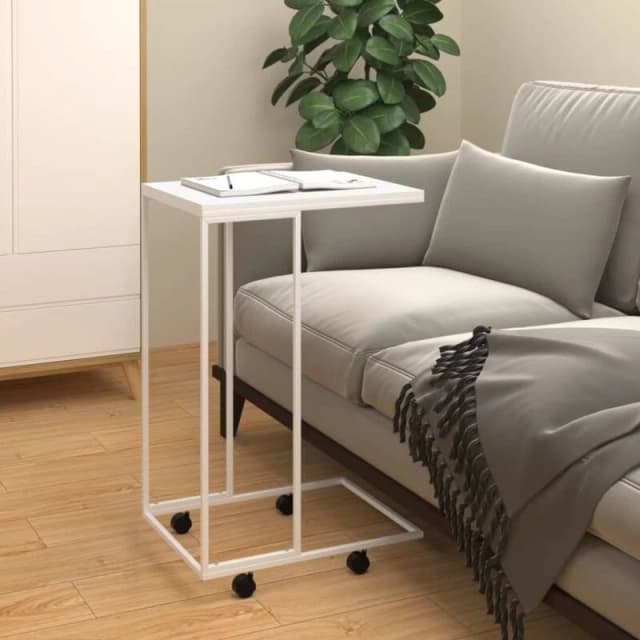 VIDAXL Side Table with Wheels White 40x30x63.5cm Engineered Wood Vidaxl 8720286933596