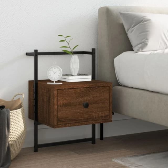 Vidaxl Bedside Cabinet Wall-mounted Brown Oak 35X30X51cm Engineered Wood, Brown 833451