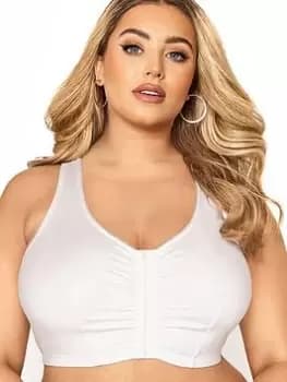 Yours Front Fastening White Bra, White, Size 20, Women