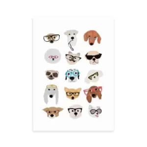 East End Prints Dogs in Glasses Print MultiColoured