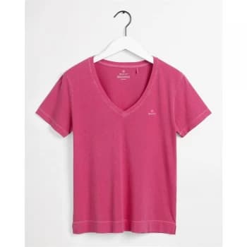 Gant Short Sleeve V Neck T Shirt - 673 CABARET PNK
