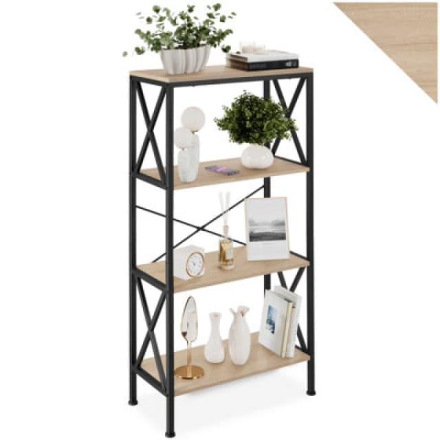 Tectake Standing Shelf Barry - With 4 Tiers - Industrial Wood Light, Oak Sonoma