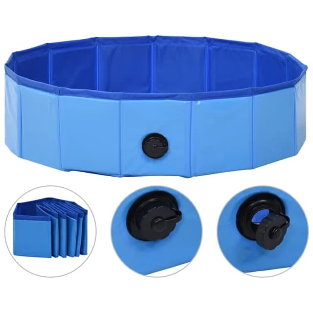 vidaXL Foldable Dog Swimming Pool Blue 80x20cm PVC Anti Slip Pet Water Centre