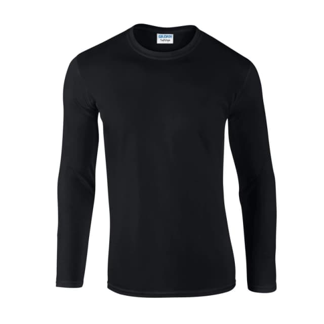 Gildan Mens Softstyle Plain Long-Sleeved T-Shirt in Black Size: Small Black Male S