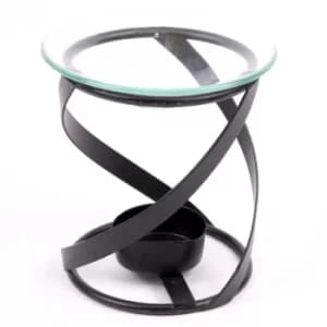 Simple Metal Spiral Design Oil Burner with Glass Dish