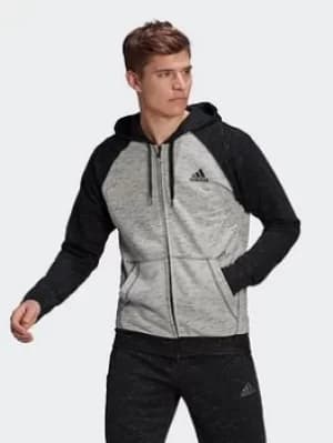 adidas Essentials Melange Small Logo Hoodie, Grey/Black Size M Men