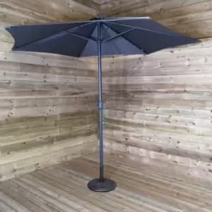 3m Aluminium Parasol Dark Grey with Crank Handle for Garden or Patio