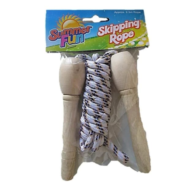 Kandy Toys Summer Fun Wooden Skipping Rope For Children 2.3 Metres Multi