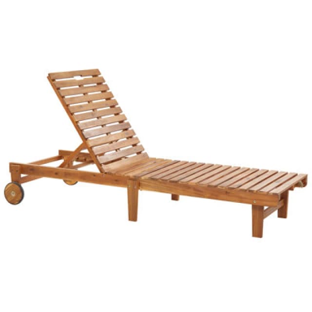Beliani Sun Lounger Pietralunga Reclining Acacia Wood Brown