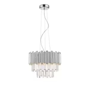 Gladius Crystal Pendant Ceiling Light, Chrome, Clear, 5x E14