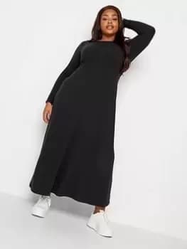 Yours Yours Long Sleeve Rib Swing Dress. Black, Size 14, Women