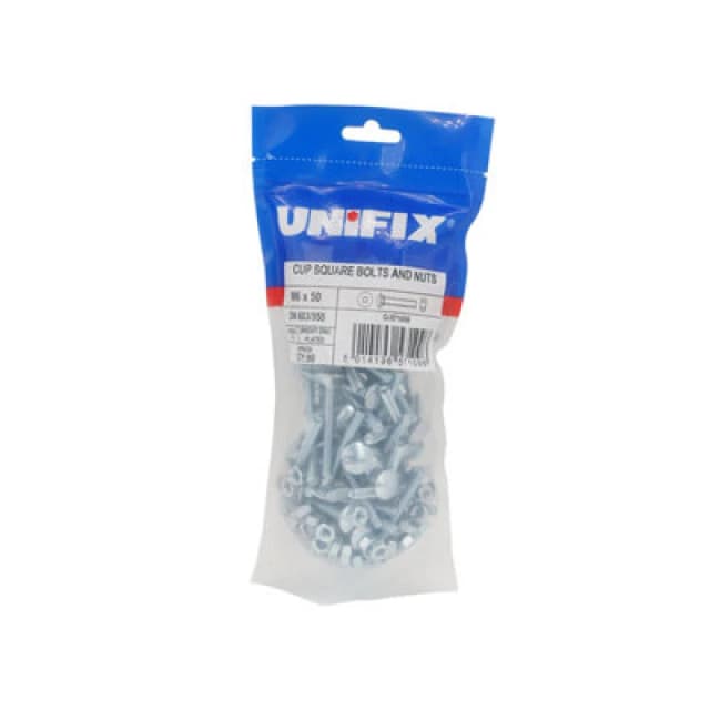 Unifix Grade 4.8 Cup Square Hex Bolts And Nuts Din 603/555 Bzp - M8 X 110 - Pou Csxd08 110 081 -