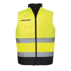 Oxford Weave 300D Class 2 Two Tone Hi Vis Bodywarmer Yellow / Navy 2XL