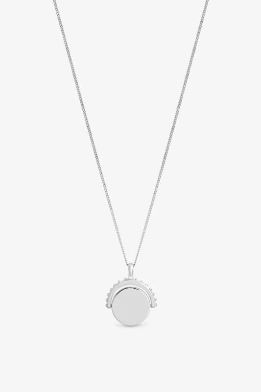 Jon Richard Womens Sterling Silver 925 Polished Beaded Edge Spinner Pendant Silver Female One Size